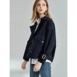 Veste Courte Loose Effet Jean Pour Femme -Vintage Soldes 0 17bd0a