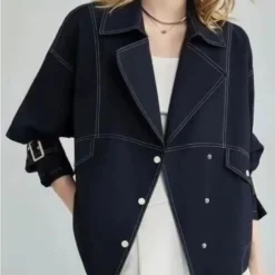 Veste Courte Loose Effet Jean Pour Femme
