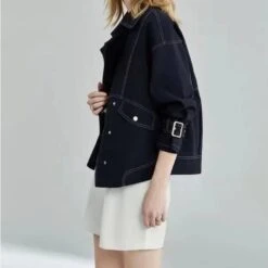 Veste Courte Loose Effet Jean Pour Femme -Vintage Soldes 0 d83893