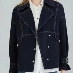 Veste Courte Loose Effet Jean Pour Femme -Vintage Soldes 0 f0b70b