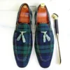 Mocassins Vintage Pour Homme Motif Tartan