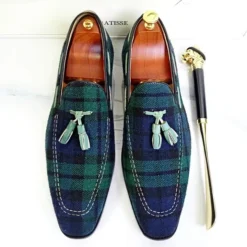Mocassins Vintage Pour Homme Motif Tartan