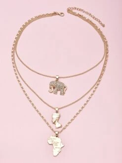 3 Pièces De Collier Vintage Avec Pendentif Afrique -Vintage Soldes 3 pieces de collier vintage avec pendentif afrique 5