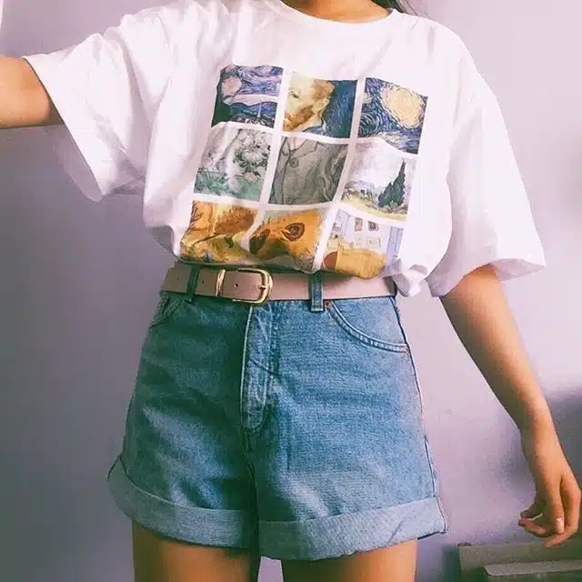 T-Shirt Vintage Blanc Van Gogh Des Années 90s 1 T-Shirt Vintage Blanc Van Gogh Des Années 90s