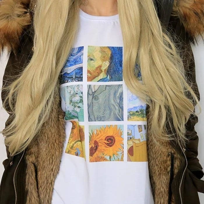 T-Shirt Vintage Blanc Van Gogh Des Années 90s 3 T-Shirt Vintage Blanc Van Gogh Des Années 90s – Image 3