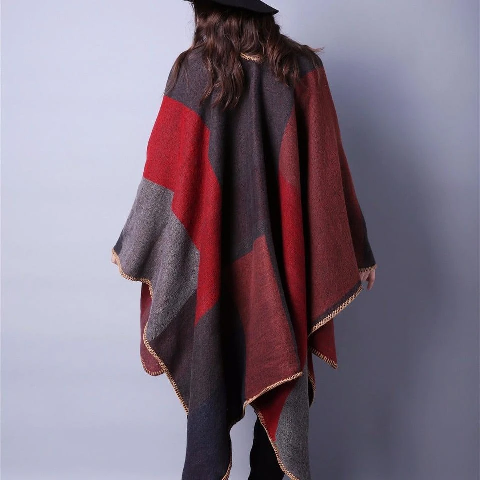 Écharpe Femme Vintage Chaud à Carreaux Rouges 3 Écharpe Femme Vintage Chaud à Carreaux Rouges – Image 3