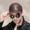 Casquette Vintage Décontractée En Cuir Marron Véritable Pour Homme