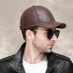 Casquette Vintage Décontractée En Cuir Marron Véritable Pour Homme -Vintage Soldes 74983 262fc7