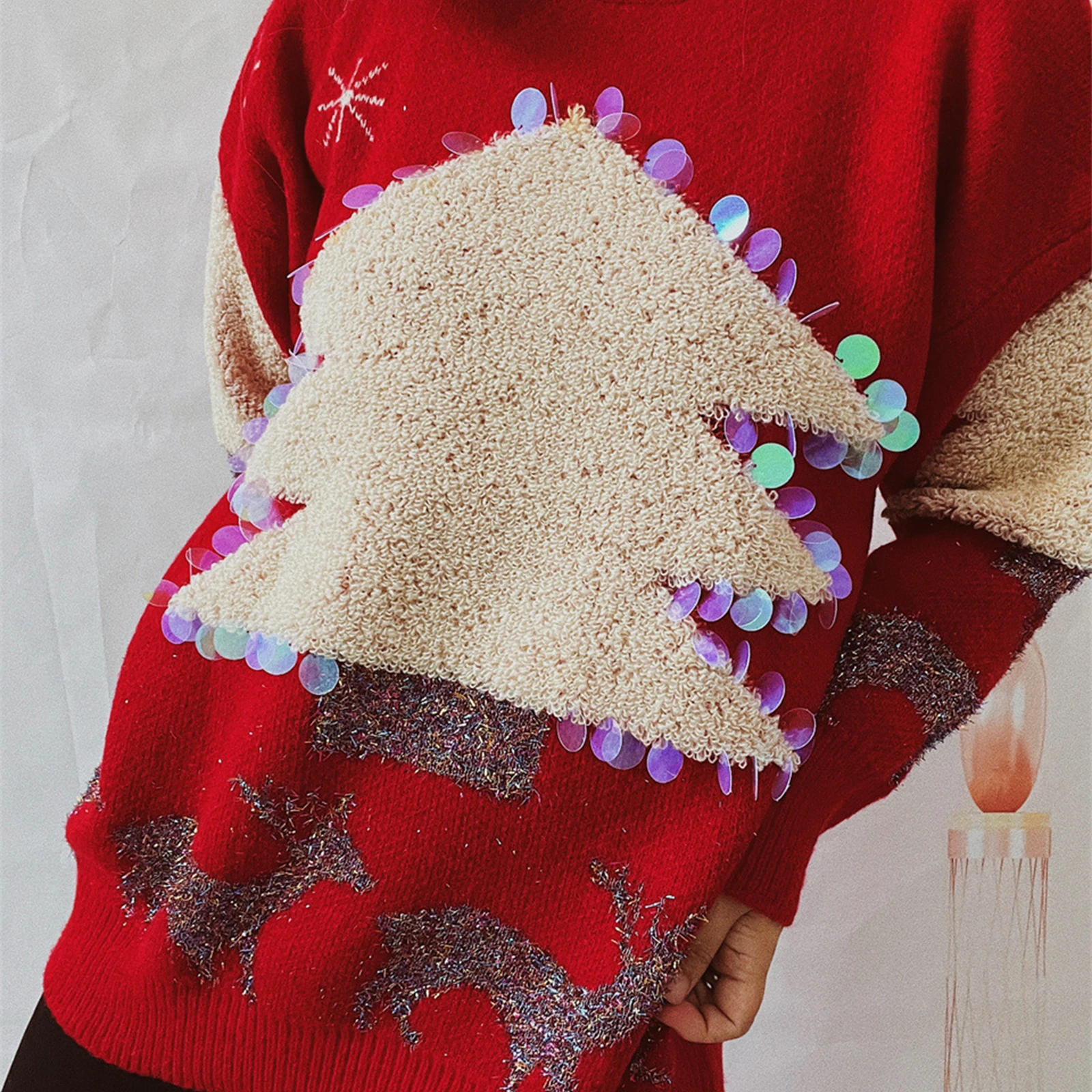 Pull Sapin De Noël à Paillettes Pour Femme 2 Pull Sapin De Noël à Paillettes Pour Femme – Image 2