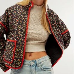 Veste Vintage Gansée Et Petites Fleurs Pour Femme -Vintage Soldes 91765 60dd01