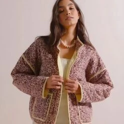 Veste Vintage Courte Imprimé Fleuri Pour Femme