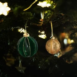 Lot De 2 Boules De Noël En Verre élégantes