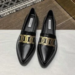 Mocassins Vintage Avec Boucle Pour Femme -Vintage Soldes IMG 13032024 mocassinsfemmegrosseboucle noirs