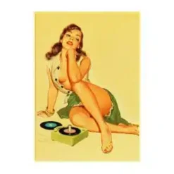Affiche Pin-up Vintage En Papier Kraft « LOVE MUSIC »