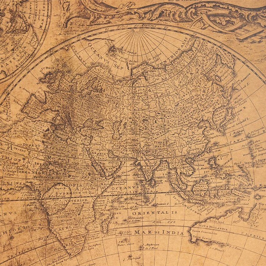 Affiche Carte Du Monde Vintage En Papier Kraft 4 Affiche Carte Du Monde Vintage En Papier Kraft – Image 4