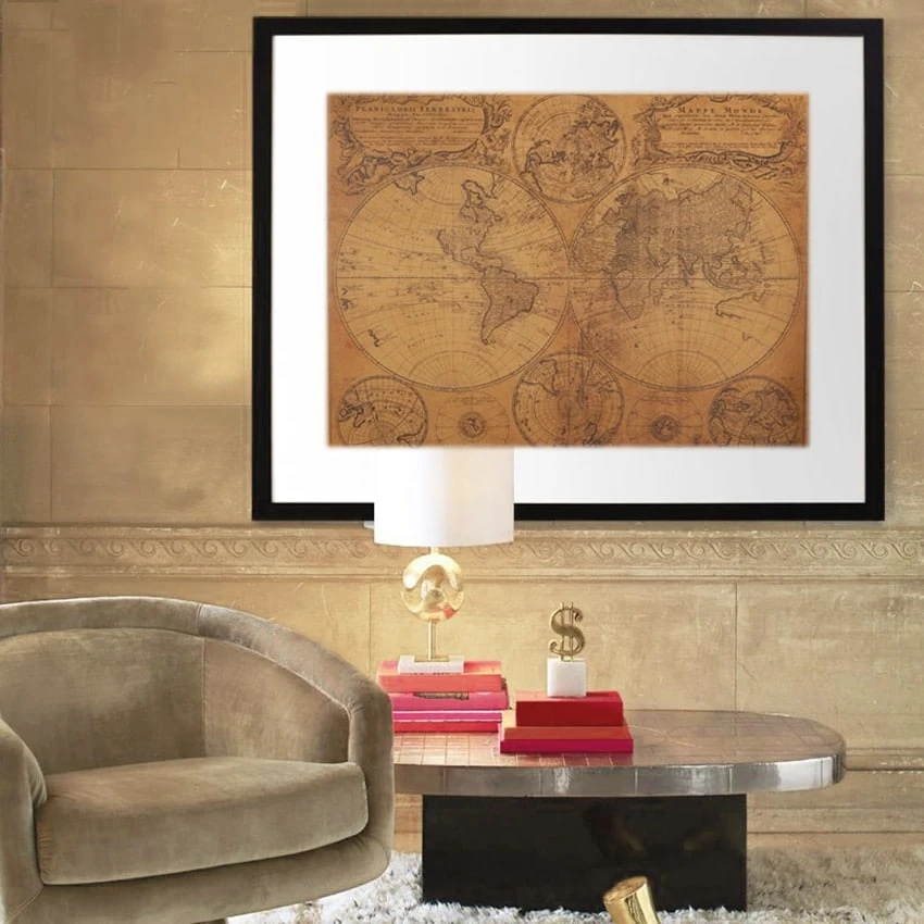 Affiche Carte Du Monde Vintage En Papier Kraft 6 Affiche Carte Du Monde Vintage En Papier Kraft – Image 6