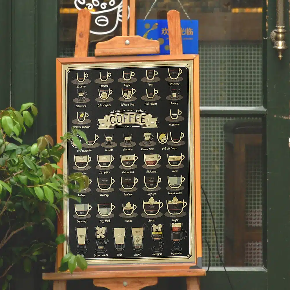 Affiche Menu Multiples Cafés Papier Kraft Rétro 2 Affiche Menu Multiples Cafés Papier Kraft Rétro – Image 2