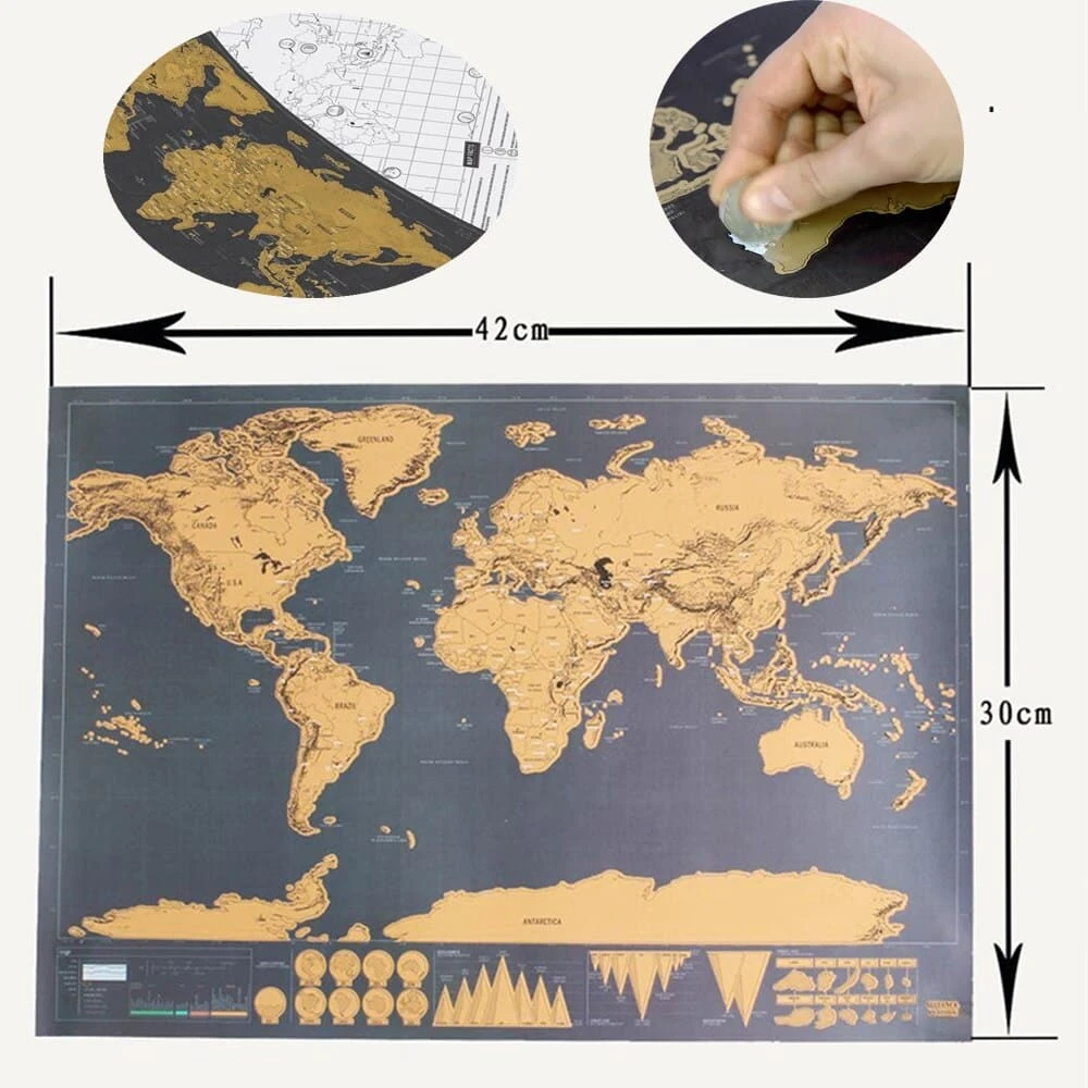 Affiche Vintage De La Carte Du Globe à Gratter 1 Affiche Vintage De La Carte Du Globe à Gratter