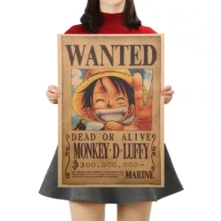 Affiche Vintage En Papier « WANTED » Dessin Animé One Piece