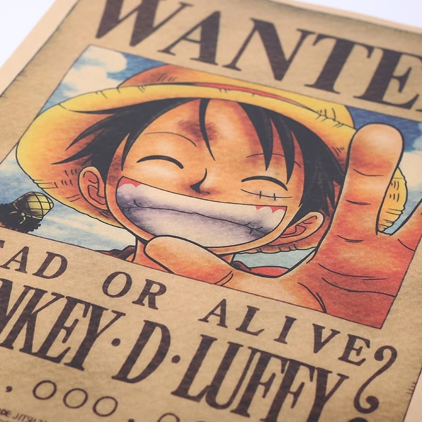 Affiche Vintage En Papier « WANTED » Dessin Animé One Piece 4 Affiche Vintage En Papier « WANTED » Dessin Animé One Piece – Image 4