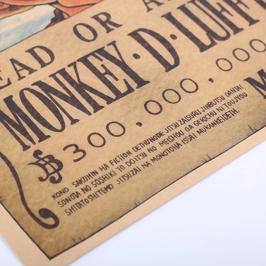 Affiche Vintage En Papier « WANTED » Dessin Animé One Piece 6 Affiche Vintage En Papier « WANTED » Dessin Animé One Piece – Image 6