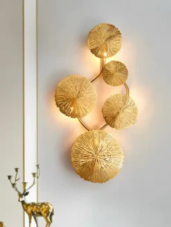 Applique Murale Feuille De Lotus Dorée Rétro En Cuivre