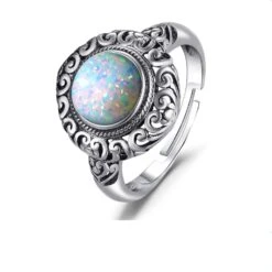 Bague Vintage En Argent Avec Pierre Colorée