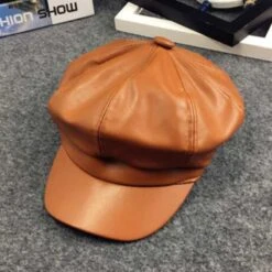 Béret Vintage En Simili Cuir Pour Filles -Vintage Soldes beret vintage en simili cuir pour filles 2
