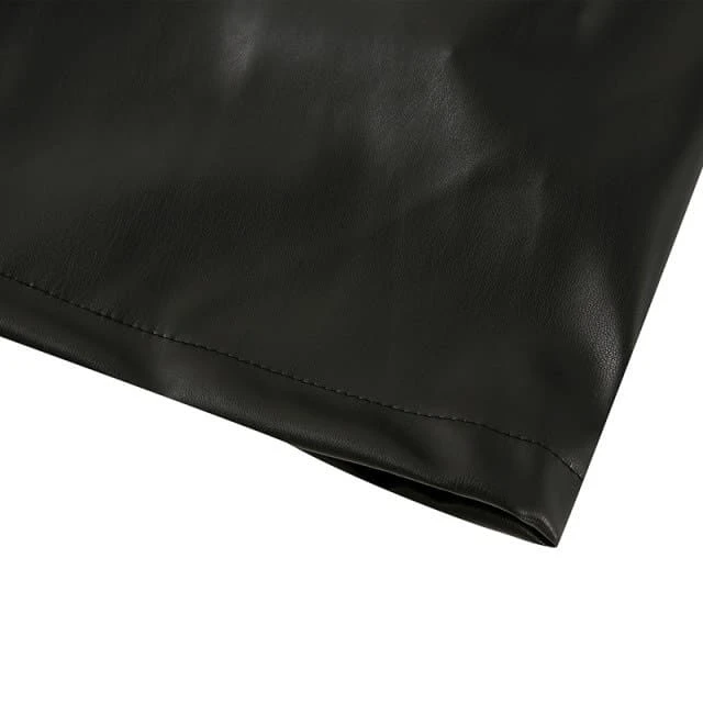 Blazer Vintage En Faux Cuir Pour Femme 4 Blazer Vintage En Faux Cuir Pour Femme – Image 4