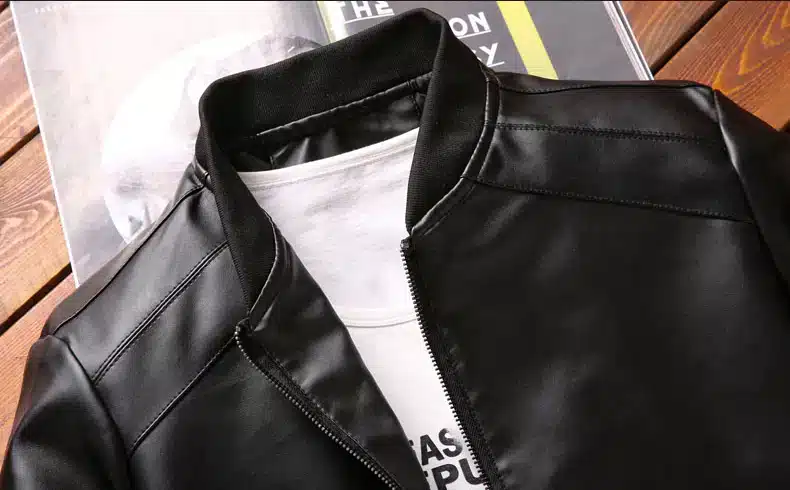 Blouson En Simili Cuir Lisse Homme 3 Blouson En Simili Cuir Lisse Homme – Image 3