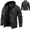 Blouson En Simili Cuir Vintage Homme Avec Col Haut