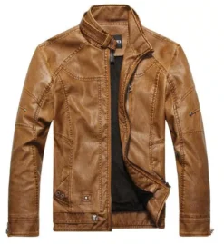 Blouson Homme Vintage En Simili Cuir Style Motard