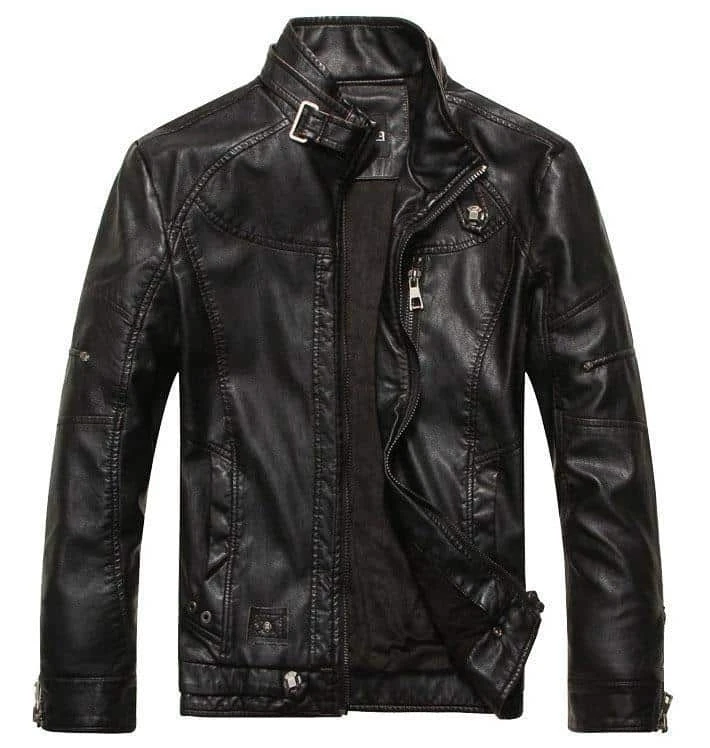 Blouson Homme Vintage En Simili Cuir Style Motard 4 Blouson Homme Vintage En Simili Cuir Style Motard – Image 4