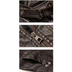 Blouson Vintage En Simili Cuir Style Motard -Vintage Soldes blouson vintage en simili cuir style motard 2