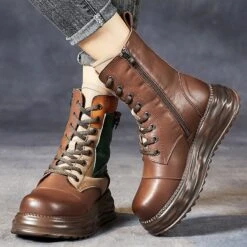 Bottes Vintage Talon Compensé à Lacet 7 Bottes Vintage Talon Compensé à Lacet -Vintage Soldes bottes vintage talon compense a lacet 3