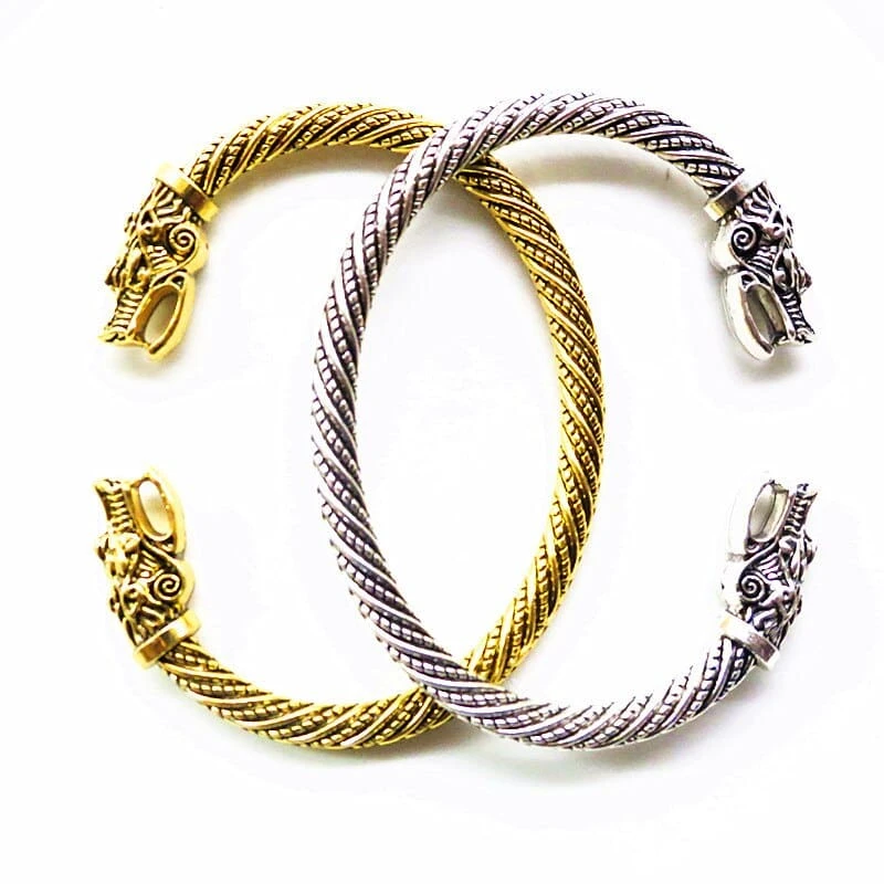 Bracelet Vintage à Manchette Ouverte Tête De Dragon 2 Bracelet Vintage à Manchette Ouverte Tête De Dragon – Image 2
