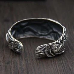 Bracelet Vintage Argenté Sculpté De Poisson -Vintage Soldes bracelet vintage argente sculpte de poisson 4