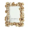 Cadre De Photo Vintage En Résine De Ginkgo Dorée 17x21cm