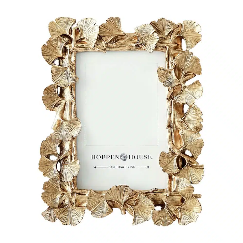 Cadre De Photo Vintage En Résine De Ginkgo Dorée 17x21cm 1 Cadre De Photo Vintage En Résine De Ginkgo Dorée 17x21cm