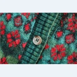 Cardigan Vintage En Tricot Avec Motifs De Coquelicots -Vintage Soldes cardigan vintage en tricot avec motifs de coquelicots 5