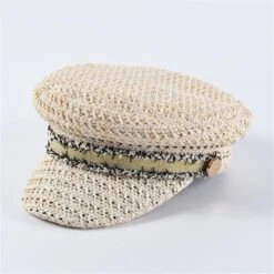 Casquette Rétro De Livreur De Journaux En Paille Pour Femme -Vintage Soldes casquette retro de livreur de journaux en paille pour femme 4