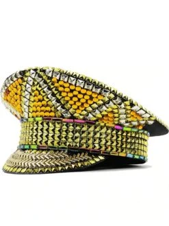 Casquette Vintage Style Kepi En Strass Pour Femme Jaune -Vintage Soldes casquette vintage style kepi en strass pour femme jaune 23