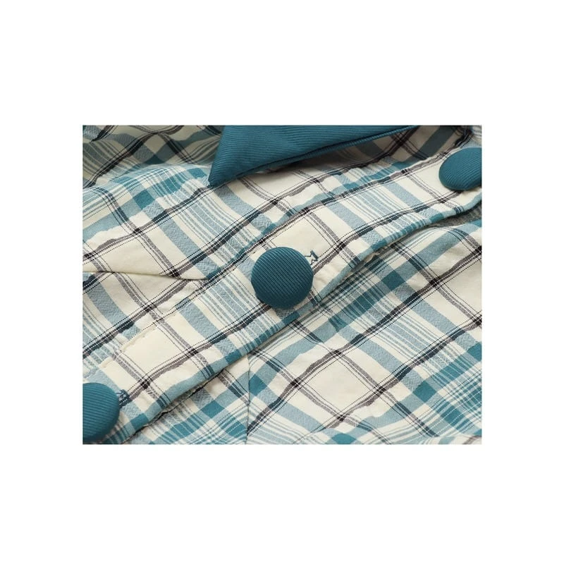 Chemisier élégant Vintage à Carreaux Et Boutons Pour Femme 4 Chemisier élégant Vintage à Carreaux Et Boutons Pour Femme – Image 4