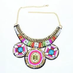 Collier Ethnique Vintage Brodé à La Main -Vintage Soldes collier ethnique vintage brode a la main 2
