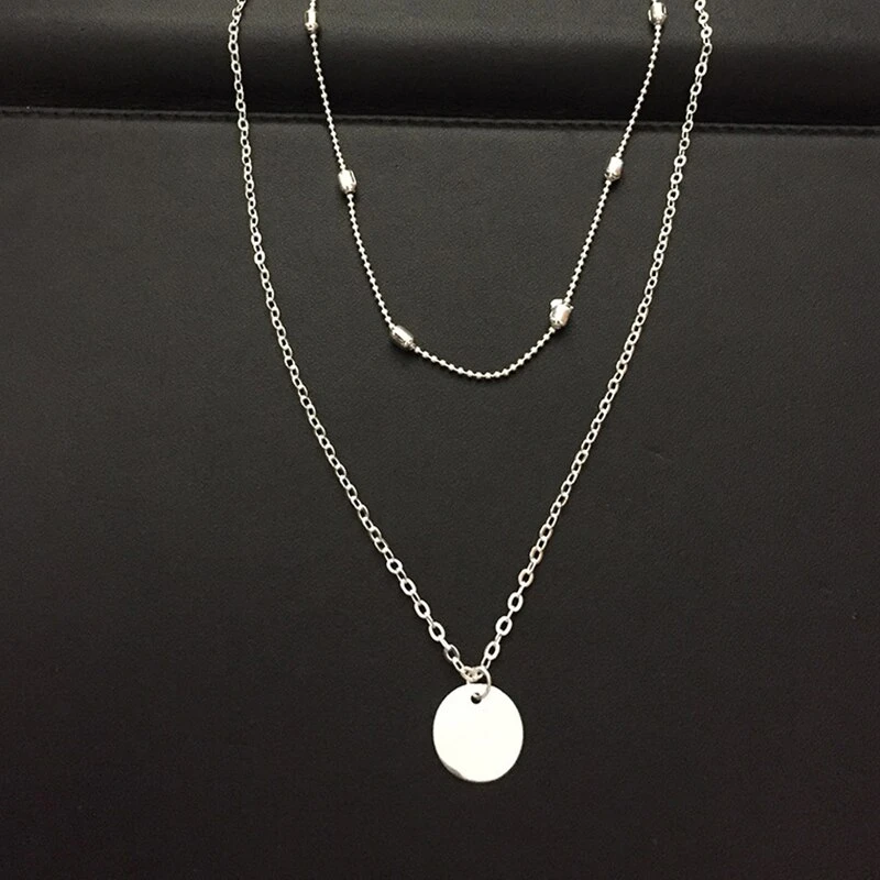 Collier Vintage Doré Double Couche Avec Pendentif 3 Collier Vintage Doré Double Couche Avec Pendentif – Image 3