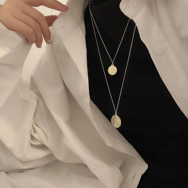 Collier Vintage Double Avec Pendentif Pièce De Monnaie 5 Collier Vintage Double Avec Pendentif Pièce De Monnaie – Image 5