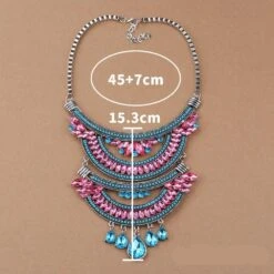 Collier Vintage En Métal Avec Pendentif Cristal -Vintage Soldes collier vintage en metal avec pendentif cristal 1