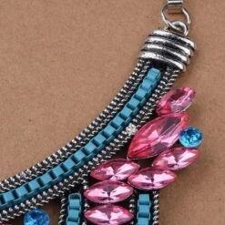 Collier Vintage En Métal Avec Pendentif Cristal -Vintage Soldes collier vintage en metal avec pendentif cristal 4