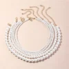 Collier Vintage Imitation Perle Blanc Pour Femme