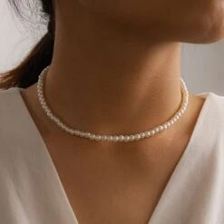 Collier Vintage Imitation Perle Blanc Pour Femme -Vintage Soldes collier vintage imitation perle blanc pour femme 5